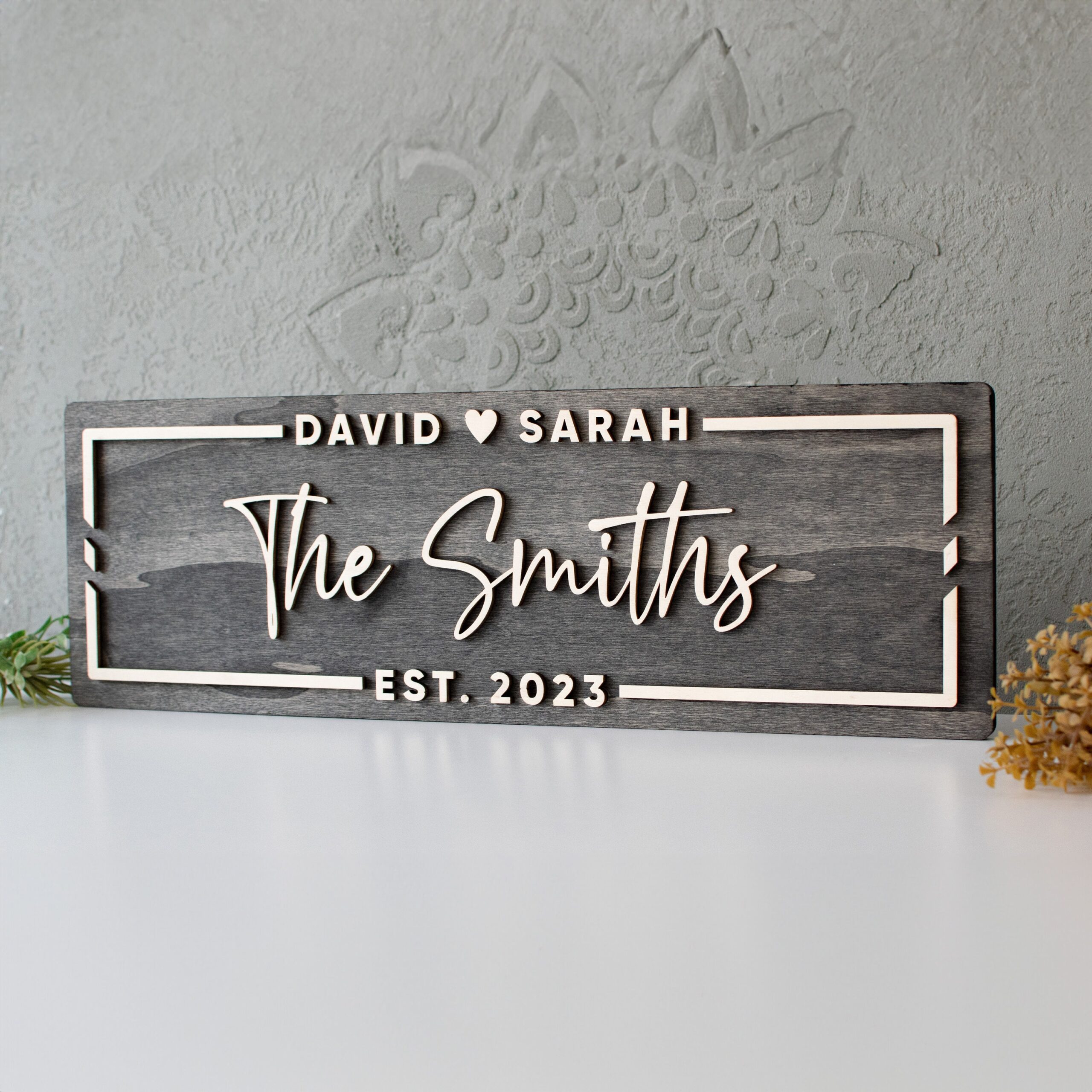Custom 3D Wooden Wedding Sign – Personalized Last Name & Established Date Custom 3D Wooden Wedding Sign – Personalized Last Name & Established Date