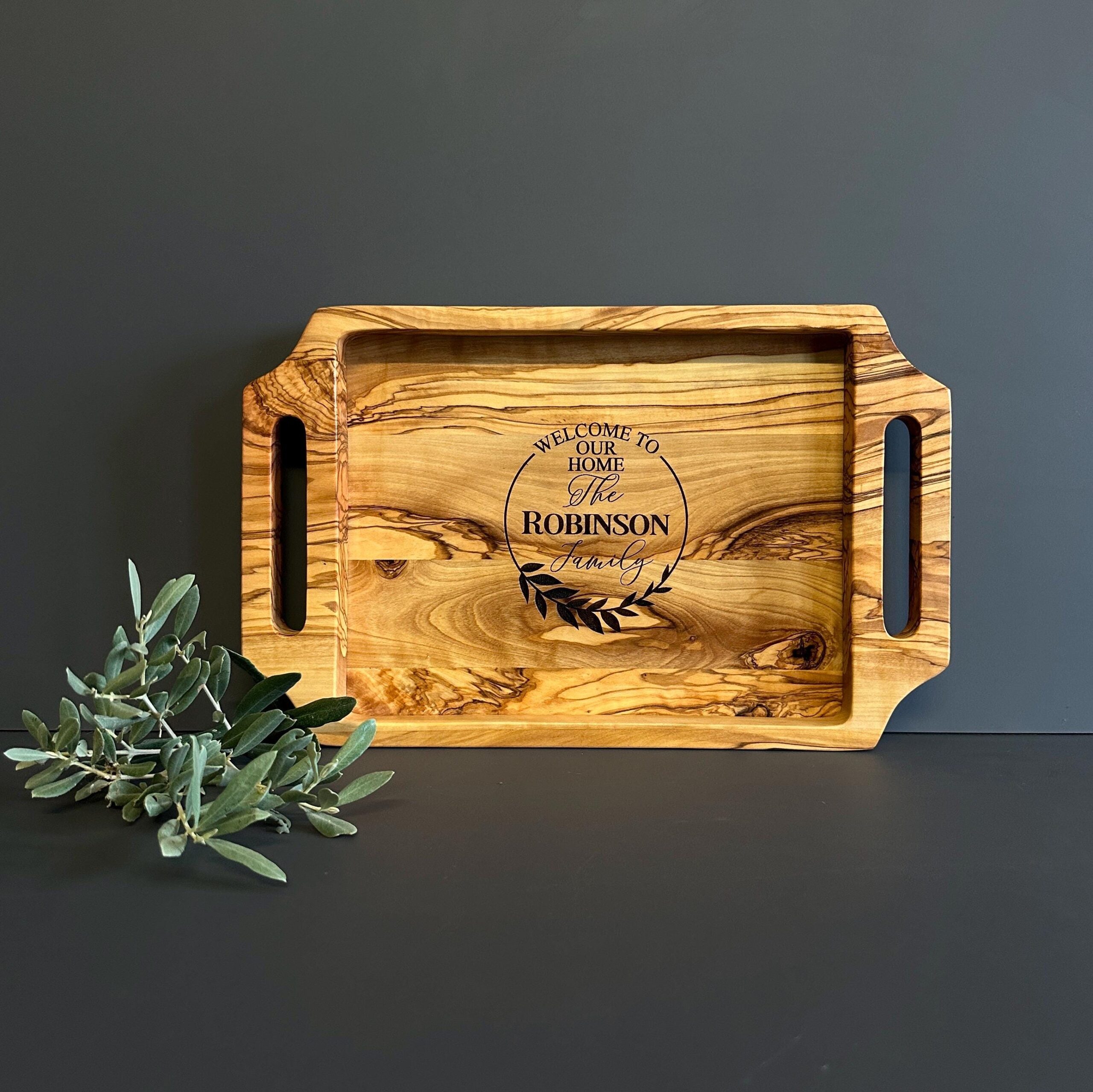 Personalized Olive Wood Serving Tray Personalized Olive Wood Serving Tray