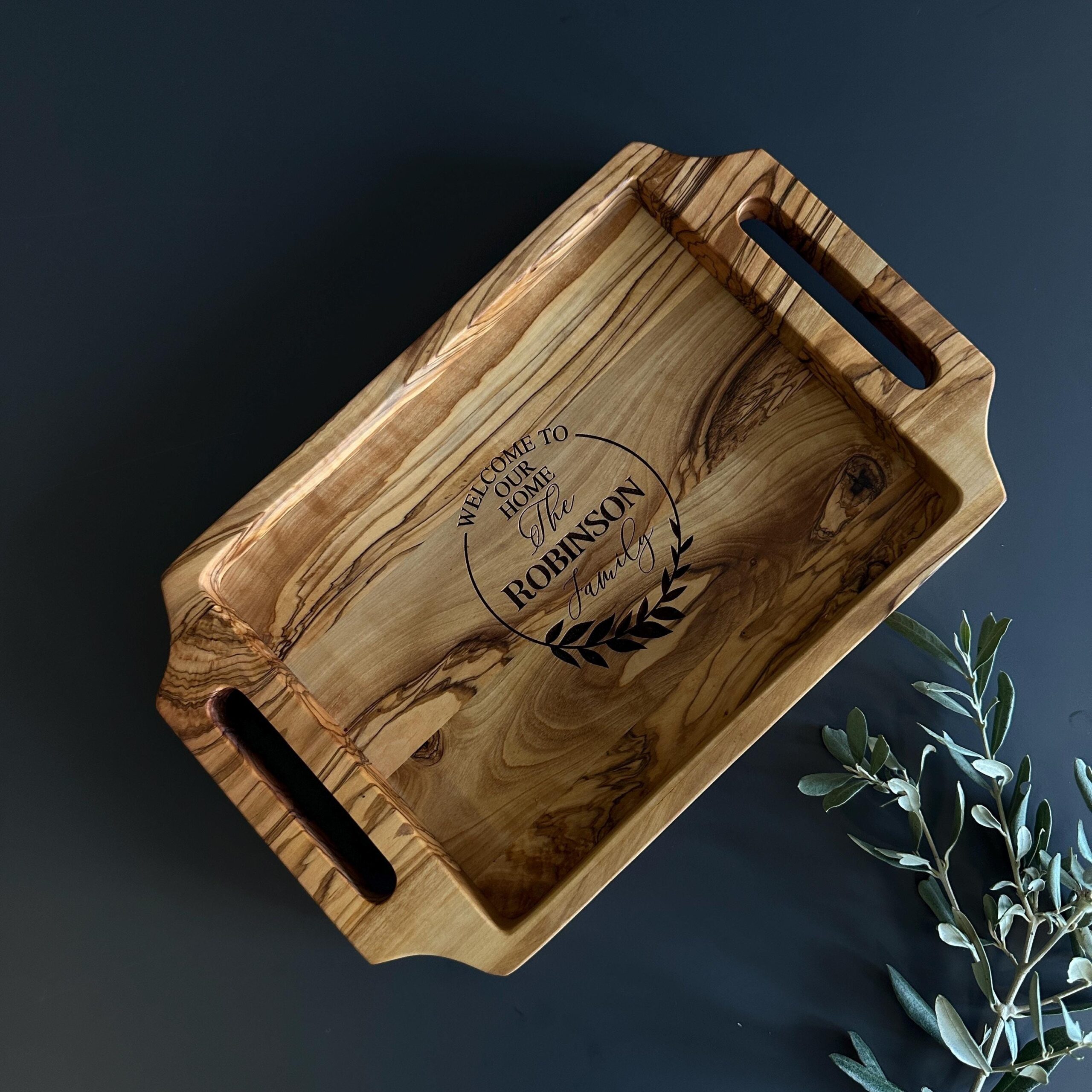 Personalized Olive Wood Serving Tray Personalized Olive Wood Serving Tray