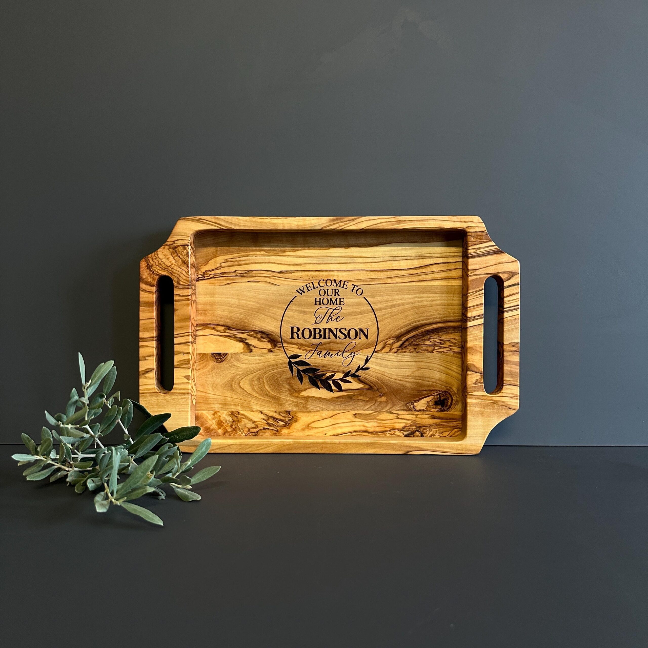 Personalized Olive Wood Serving Tray Personalized Olive Wood Serving Tray