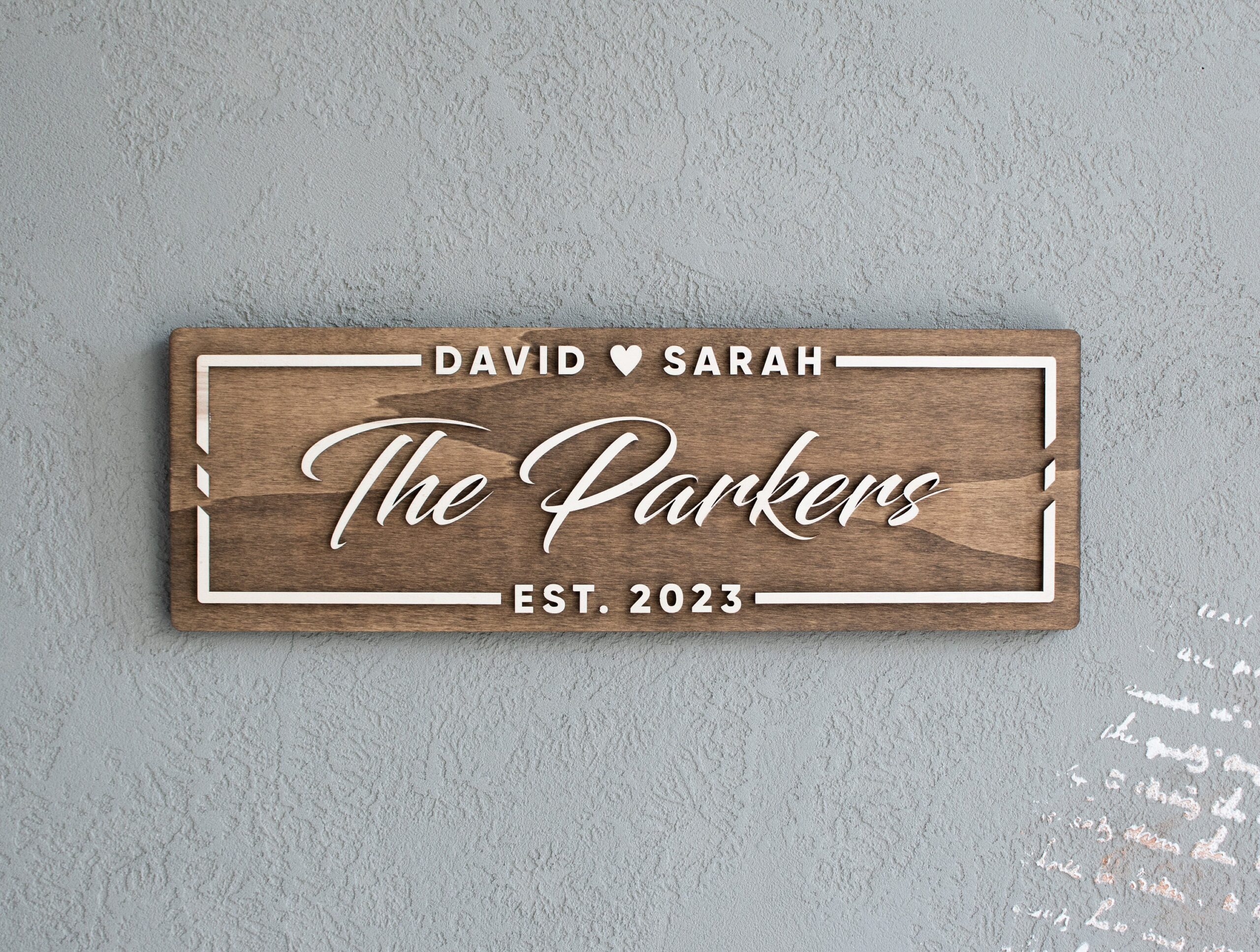 Custom 3D Wooden Wedding Sign – Personalized Last Name & Established Date Custom 3D Wooden Wedding Sign – Personalized Last Name & Established Date