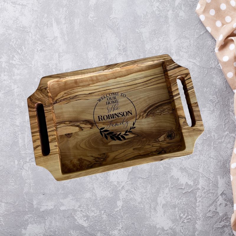 Personalized Olive Wood Serving Tray Personalized Olive Wood Serving Tray